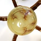 Hanglamp Gemarmerde Glazen Bollen Houten Frame Kroonluchter thumbnail 8