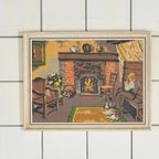 Beige Houten Lijst Man Open Haard thumbnail 3