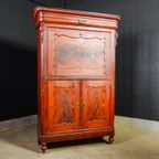 Brocante Hollandse Secretaire Kast – Begin 1900 – Rood thumbnail 4