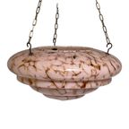 Art Deco - Hanging Flower Pot - Glass - Marbled Pink Pattern - Including Chains thumbnail 4