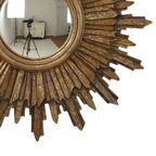 Mid Century Gouden Zonnespiegel Sunburst Spiegel Convex 53Cm thumbnail 6