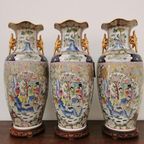 Vintage Oosterse Vazen Balustervazen, Canton Vaas Porselein thumbnail 14