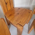 4 Massief Grenen Scandinavische Brutalist Vintage Stoelen. thumbnail 5