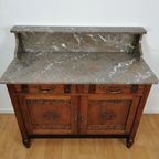 Vintage Frans Dressoir Commode, Ladekast Badkamermeubel Met Marmer Blad 112 thumbnail 5