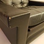 Vintage Zwarte Fauteuils Relax Stoelen Zwart Leer/ Skai thumbnail 6