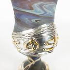 Sherman Art Works - 925 Sterling Zilver - Glas - Gesigneerd - Kiddush Cup - Israel thumbnail 7