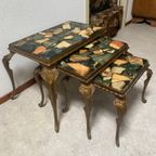 Vintage Nesting Tables / Mimiset Met Onyx Bladen Regency Stijl thumbnail 4