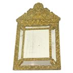 Antieke Kussenspiegel Repousse Spiegel Facet Frankrijk 19de Eeuw thumbnail 2