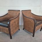 4 Art Deco Colonial Stijl Fauteuils Rotan thumbnail 7