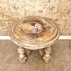 Hout Tafel In Roze / Vintage Look Salontafel/ Uniek Handbeschilderde Tafel thumbnail 6