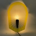 Mid Century Modern - Wall Mounted Lamp With Yellow And White Glass Shade And Brass Detail thumbnail 6