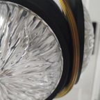 Vintage Hanglamp Glas Metaal Goudkleurig Zwart Jaren 60 thumbnail 10
