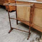 Vintage Antieke Houten Handdoekenrek Badkamer Rek thumbnail 16