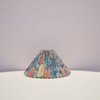 Vintage Plissé Lampenkap Felblauw Bloemen thumbnail 2