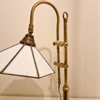 Vintage Lamp Glas In Lood En Messing Desklight Burealamp thumbnail 10