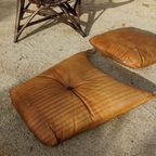 Vintage Rotan/Bamboe Lounge Chair Met Leren Kussens, Jaren 60, Togeschreven Aan Rohé Noordwolde thumbnail 10