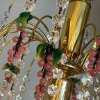 Vintage Grote Murano Kristallen Roze Druiven Kroonluchter Teardrop Frame thumbnail 6