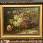 Paul Henry Schouten "Stilleven Met Bloemen". Olieverf Op Paneel. thumbnail 2