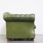 Comfortabele, Groene, Rundlederen Ruime 3 Zits Engelse Chesterfield Bank thumbnail 3