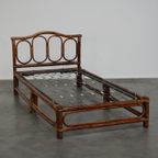 Vintage Bamboe/ Rotan Manou Bed Uit De Jaren ’70 Met Originele Spiraalbodem thumbnail 2