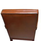 Cognac Kleurige Lederen Armzetel In Mahoniehout thumbnail 4