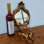 Vintage Hollywood Regency Spiegel Kuifspiegel Met Planchet thumbnail 2