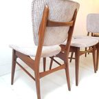 4 Roze Vintage Stoelen Teakhout Lichtroze Ribstof Nieuw thumbnail 9