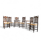 8 ( 2 X Armrest ) X Ornate Wood / Bobbin / Wicker Dining Chair / Studded Chairs thumbnail 5
