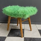 Green Fluffy Foot Stool 1960S thumbnail 3