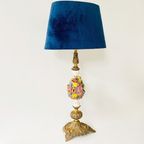 Rococo Capodimonte Lamp Messing Porselein Bloemetjes thumbnail 4