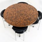 Ronde Eettafel Met Koperen Blad 'driebergen' Vintage thumbnail 14