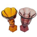 Set Artdeco Vazen Boheems Glas 1930’S Stolzle Paars Amber thumbnail 11