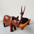 Teak Houten Neushoorn En Antilope. Teak Dieren. Teak Houten Dieren. thumbnail 2