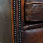 Comfortabele Vintage Engelse Stijl Schapenleren Oorfauteuil Met Een Zeer Mooie Kleurstelling thumbnail 12