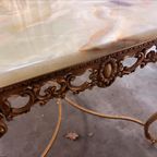 Vintage Onyx Coffee Table / Stenen Salontafel Met 'Goud' thumbnail 9