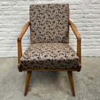 Midcentury, Houten Fauteuil Met Armleuningen, Losse Kussens thumbnail 5