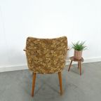 Stoffen Fauteuil Met Houten Leuning En Bladeren Vintage thumbnail 8