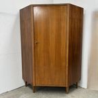 Vintage, Midcentury Hoekkast Houtfineer - Halfhoog Met Deur thumbnail 7