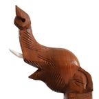 2- Hand Gesneden Houten Olifant Boekensteunen, Thailand Jaren '60 thumbnail 3