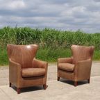 Set 2X Oorfauteuil Bruin Leer - Machalke thumbnail 8