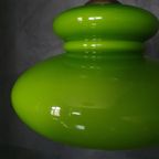 Vintage (diep)groene Space Age / Mid Century Hanglamp Met Kap Van Opaline Glas thumbnail 7