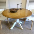 Prachtige Landelijke Ronde Eiken Eettafel 120 Cm thumbnail 6