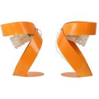 Abstracte Oranje Tafellampen Set Van 2 Gevormd Metaal Sixties thumbnail 4