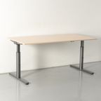 Gispen Tm Bureau, Eiken Blad, 160 X 80 Cm, Hoogte Instelbaar Onderstel thumbnail 2