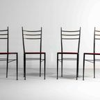 Elegante Vintage Set Van 4 Mid-Century Italiaanse Eetkamerstoelen thumbnail 7