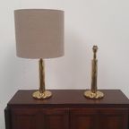 2x Regency Messing Tafellamp Baulmann Leuchten, Duitsland Jaren 80 thumbnail 5