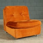 Midcentury Modulaire Zithoek/zitgroep – Velours Oranje – Jaren 70 thumbnail 5