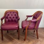 Set Vintage Wijnrode Chesterfield Fauteuils thumbnail 13