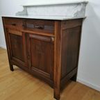 Vintage Frans Dressoir Commode Ladekast Badkamermeubel Met Marmer Blad 302 thumbnail 8