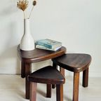 Set Vintage Bijzettafeltjes Nesting Tables Jaren 70 Brutalist thumbnail 3